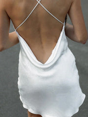 Pure Color Dress  French High-end Straps Small Design Niche