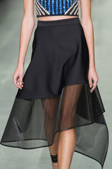 Black half-length irregular gauze skirt