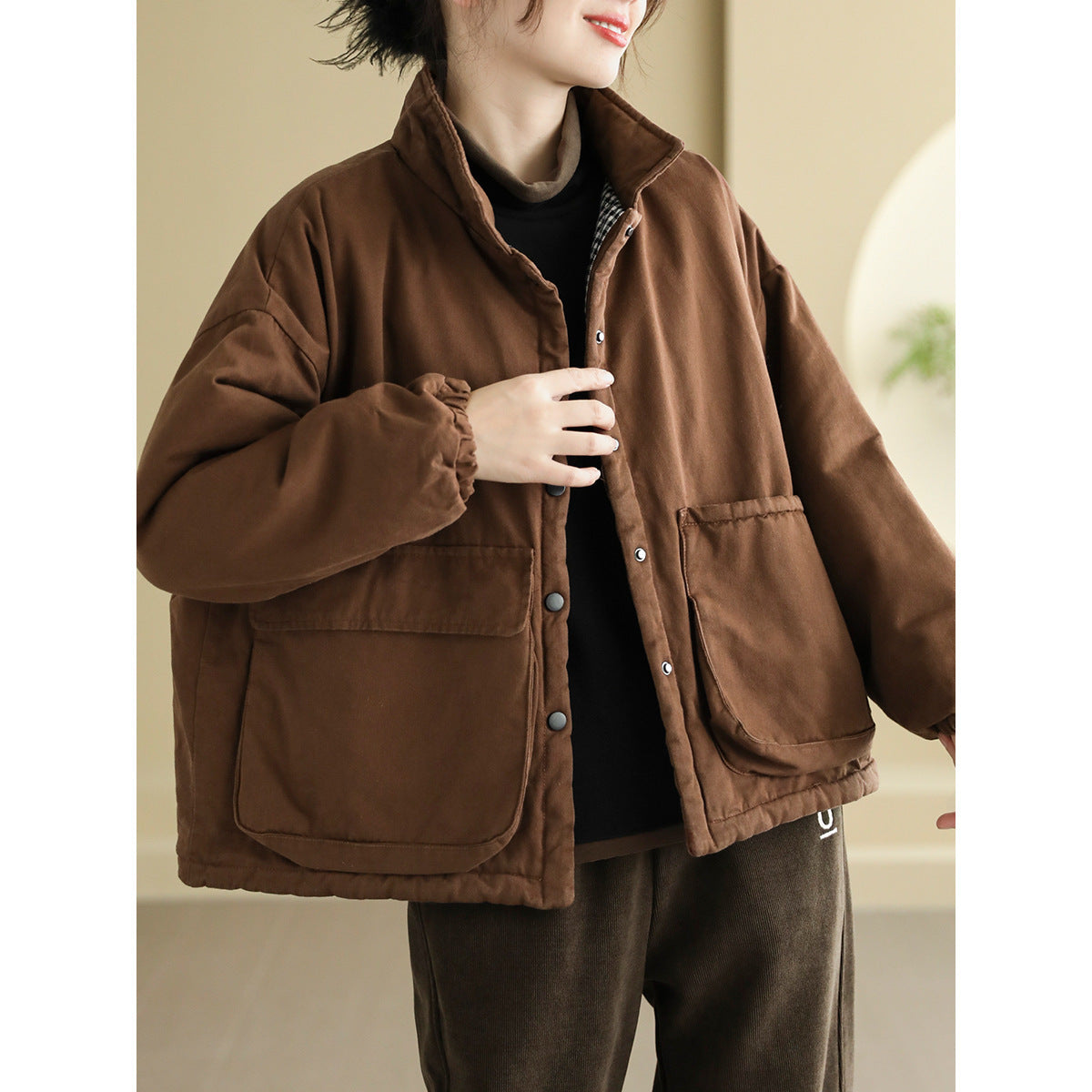 Women's Thickening Plus Size-pocket Loose And Warm Cotton-padded