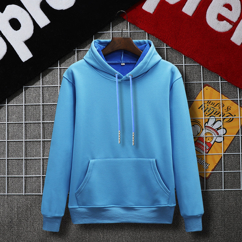 Pure cotton purple pullover hoodie solid color