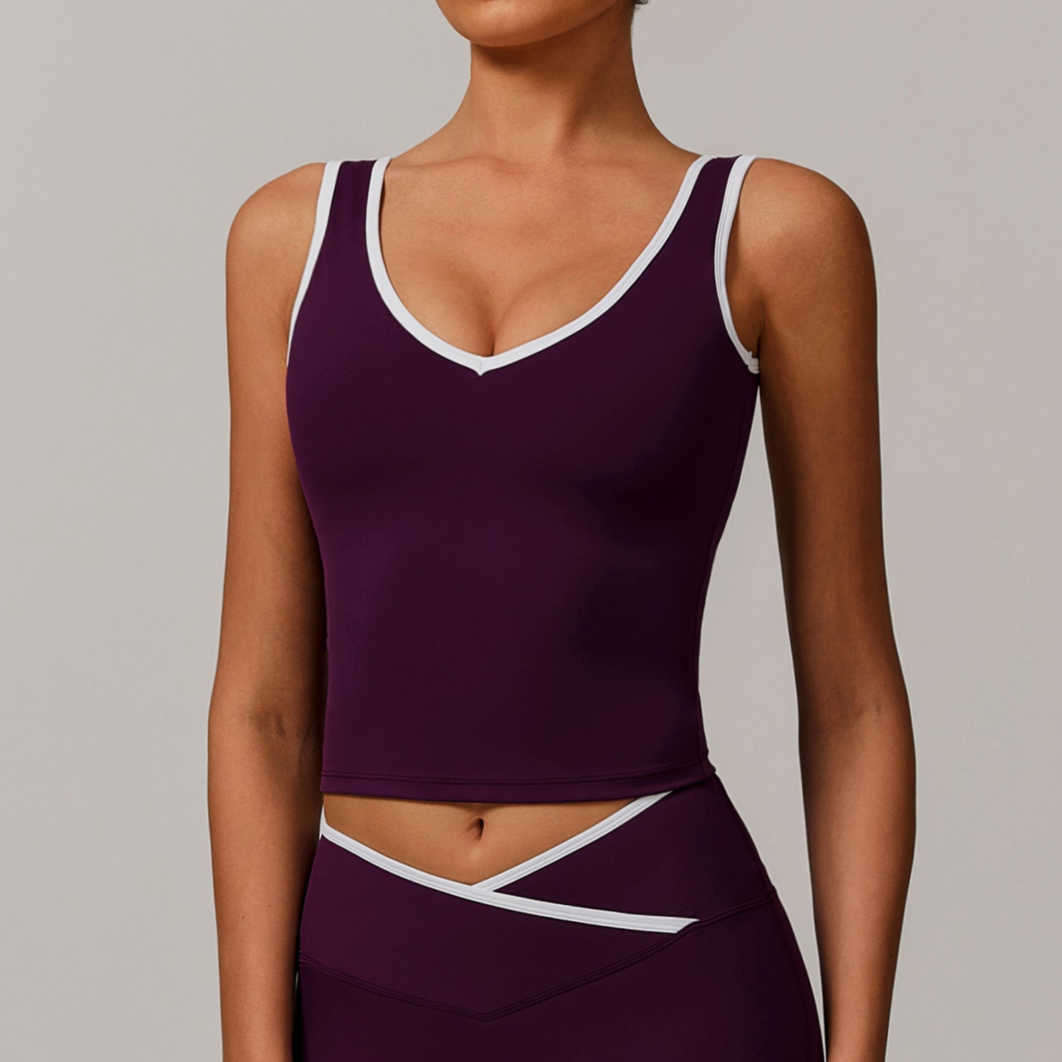 Tight Nude Feel Contrast Color Sports Vest Backless Yoga Jacket