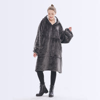 Hooded ladies double layer sweater flannel lazy pullover