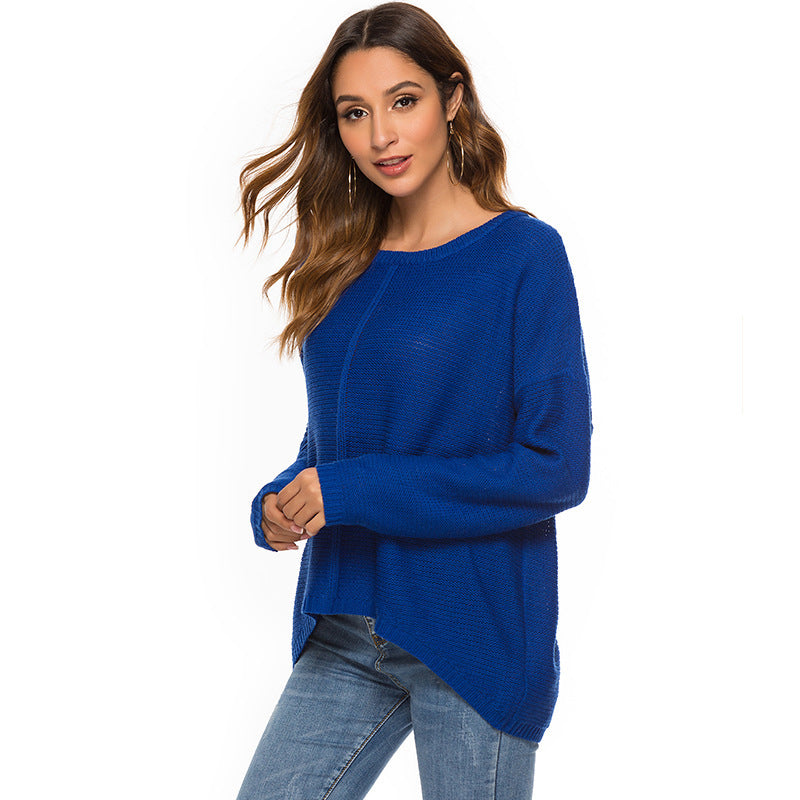 Loose solid color pullover sweater