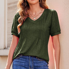 Women's Tops V-neck Loose Stripes Short Sleeve
