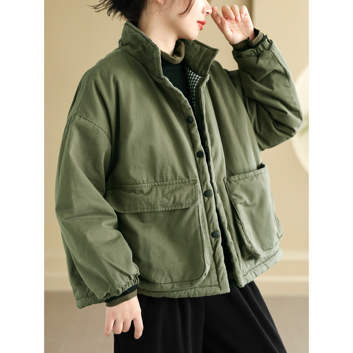 Women's Thickening Plus Size-pocket Loose And Warm Cotton-padded