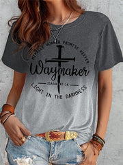 Summer Short Sleeve T-shirt Cross And Letter Print Top