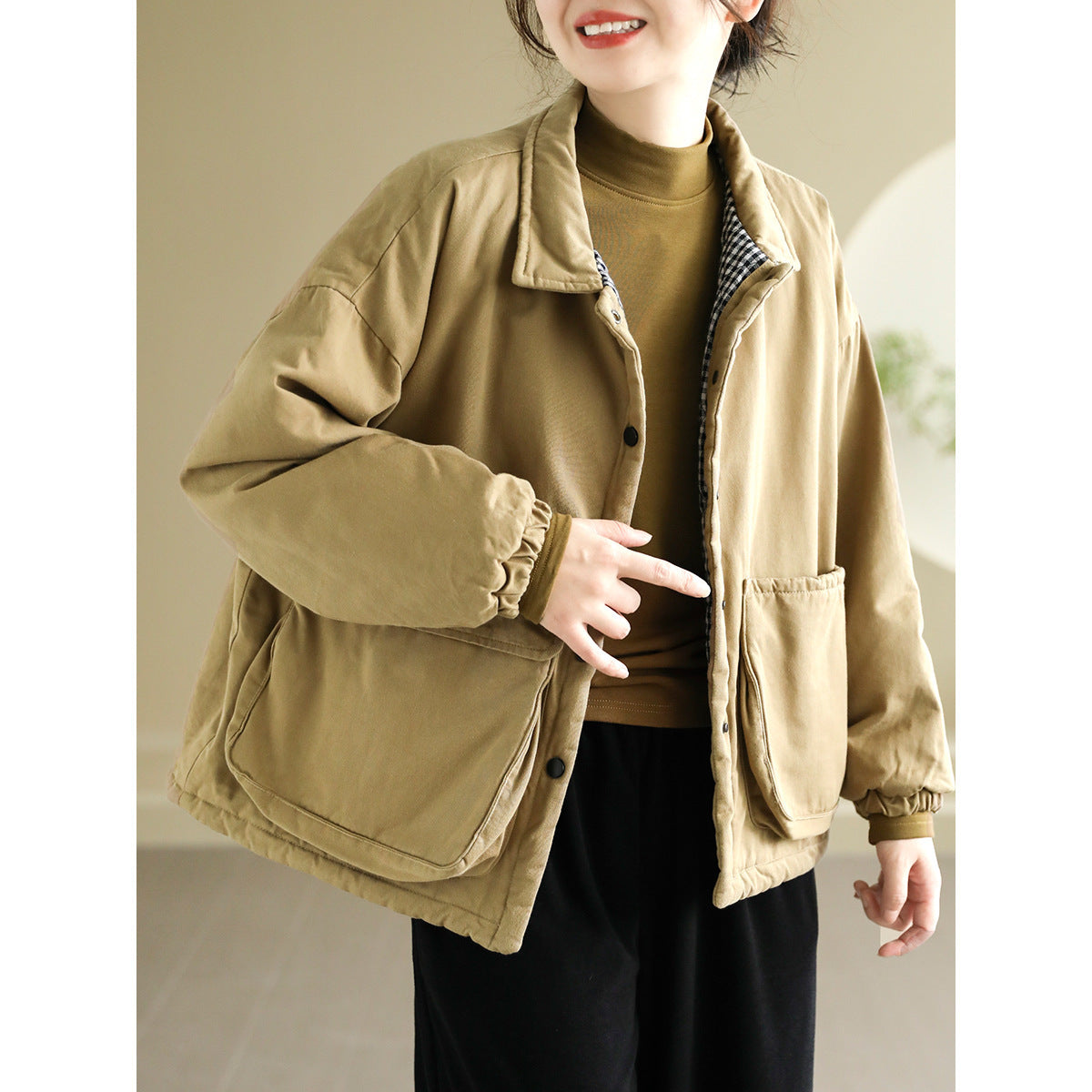 Women's Thickening Plus Size-pocket Loose And Warm Cotton-padded