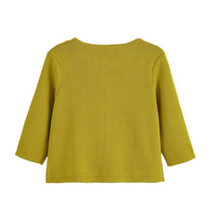 Golden Breasted Long Sleeve Knitted Coat Skirt Suit
