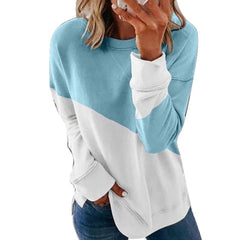 Round Neck Long Sleeve Sweater Color Matching Tops