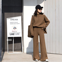 Loose Sweater High Waist Knitted Wide Leg Pant