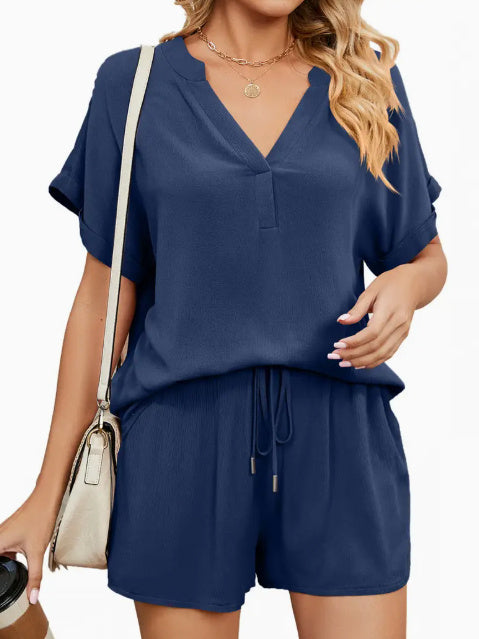 Women's Solid Color Loose Fit Casual 2-Piece Set Conjunto Short
