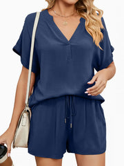 Women's Solid Color Loose Fit Casual 2-Piece Set Conjunto Short
