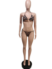 Three-piece Mesh Print Swimsuit Europe And The United States