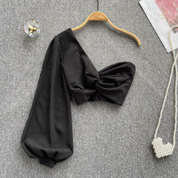 Women's One-shoulder Short Slanted Shoulder Top