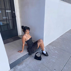 Sexy Backless Polka Dot Halter Sleeveless Dress