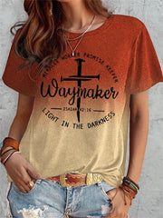 Summer Short Sleeve T-shirt Cross And Letter Print Top