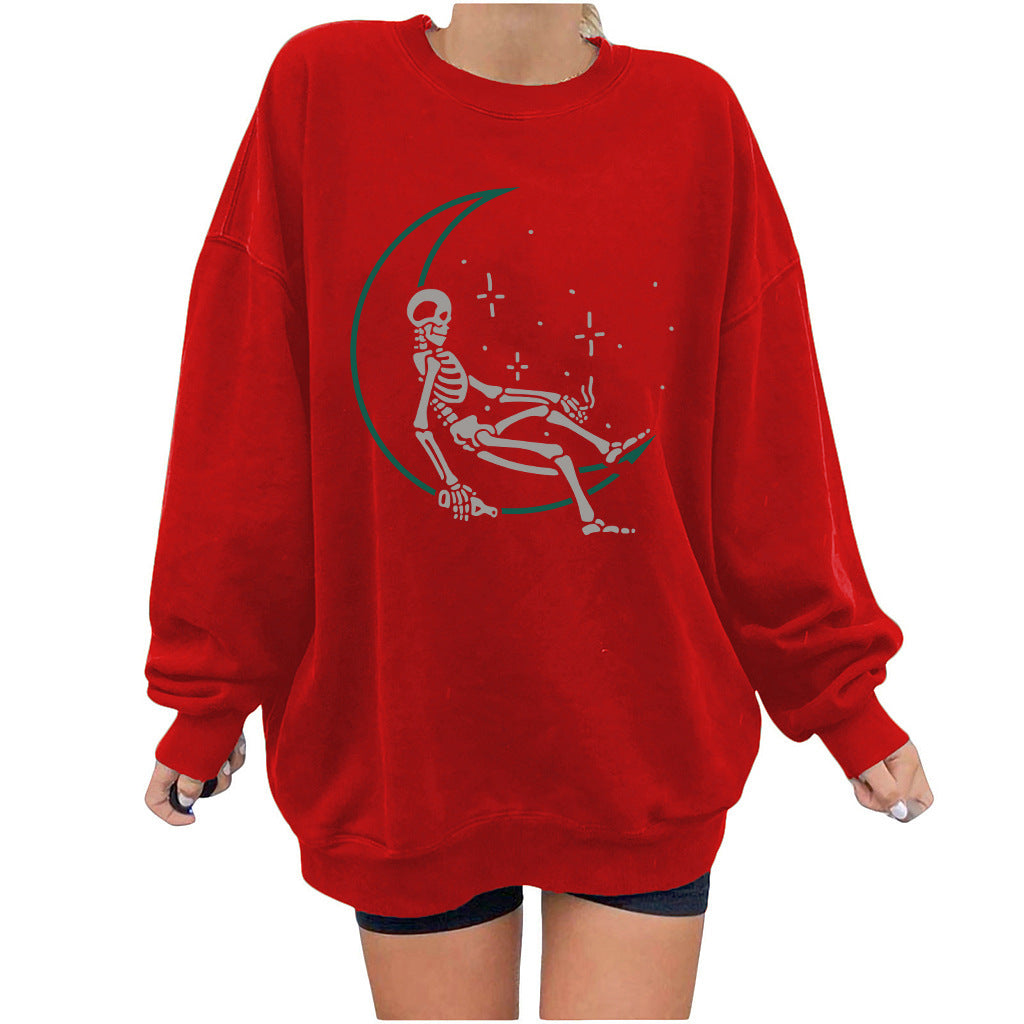 Skull Star Women's Sweater Printed Women's Shoulders