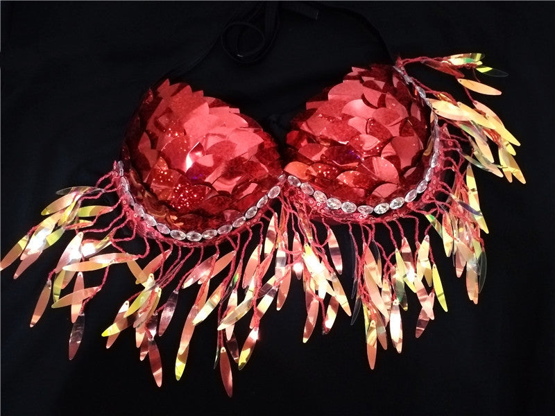 Mermaid Sequined Shell Bikini Top Bra