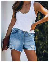 Light blue denim shorts