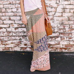 Loose fashion print high waist skirt