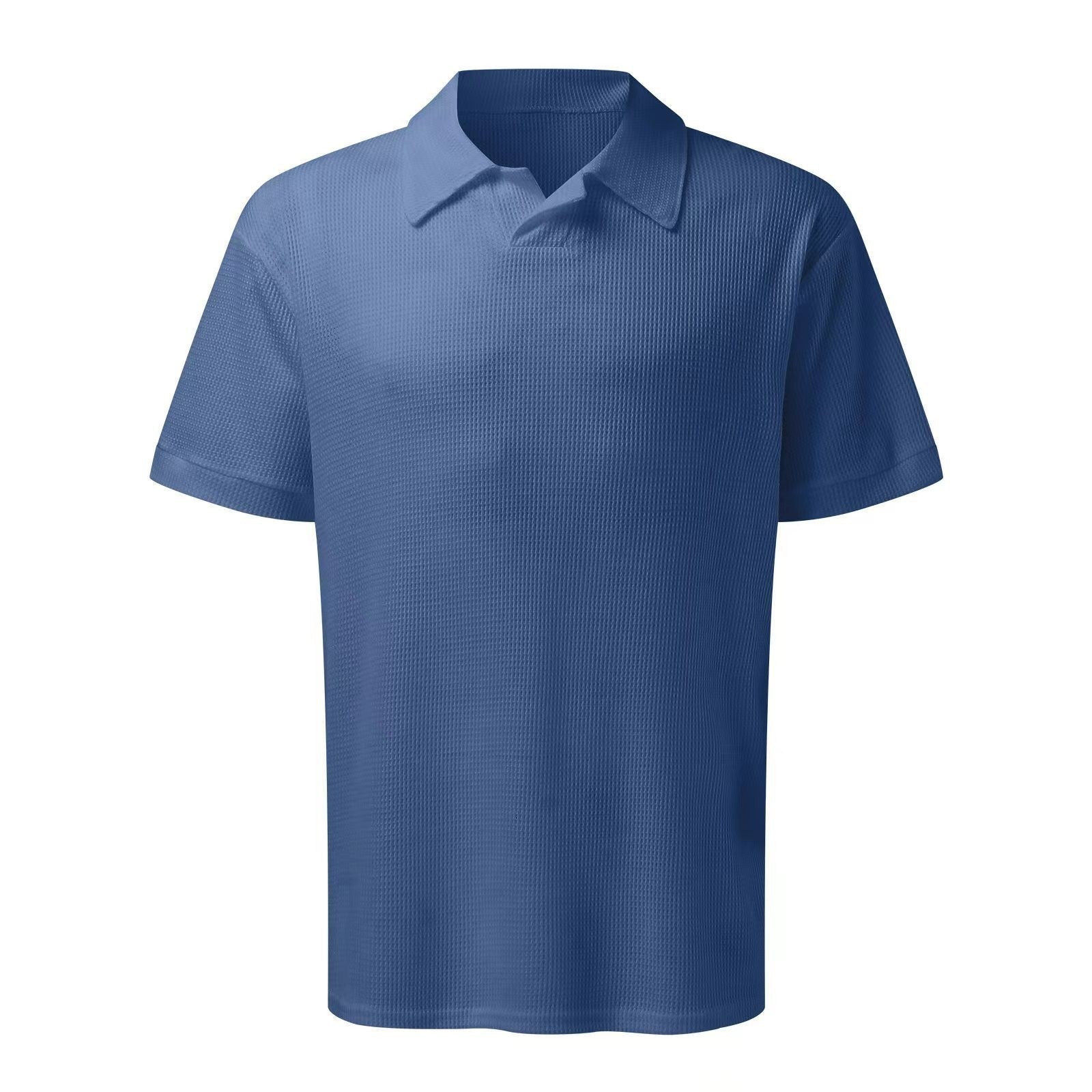 2pcs Set Men V Neck Polo Shirt Lapel Short Sleeve