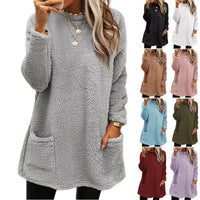 Women's Fleece Pullover Long Sweater With Pockets Winter