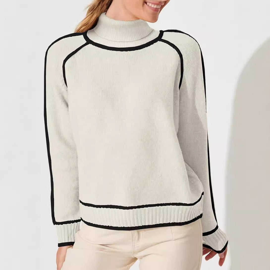 Autumn And Winter Solid Color Color Matching High-necked