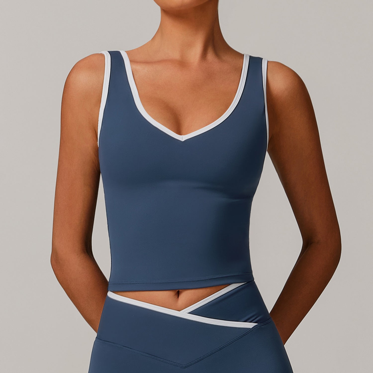 Tight Nude Feel Contrast Color Sports Vest Backless Yoga Jacket