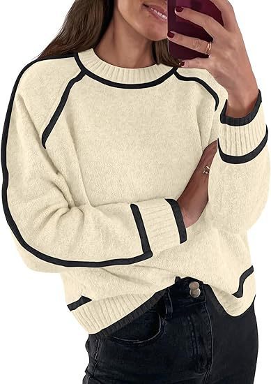 Women's Sweater Round Neck Multicolor Pullover Knitting