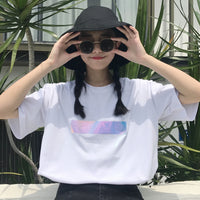 White short-sleeved t-shirt women's loose Korean students