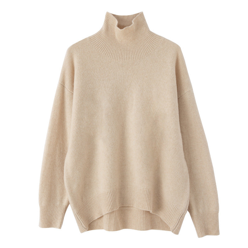 Women's High Lapel Loose And Warm Woolen Sweater