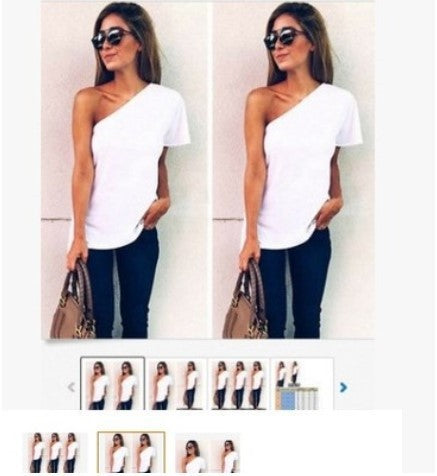 Women's One-shoulder White T-shirt