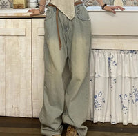 Straight Cylinder Floor Mopping Baggy Jeans
