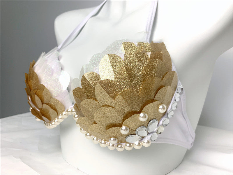 Mermaid Sequined Shell Bikini Top Bra