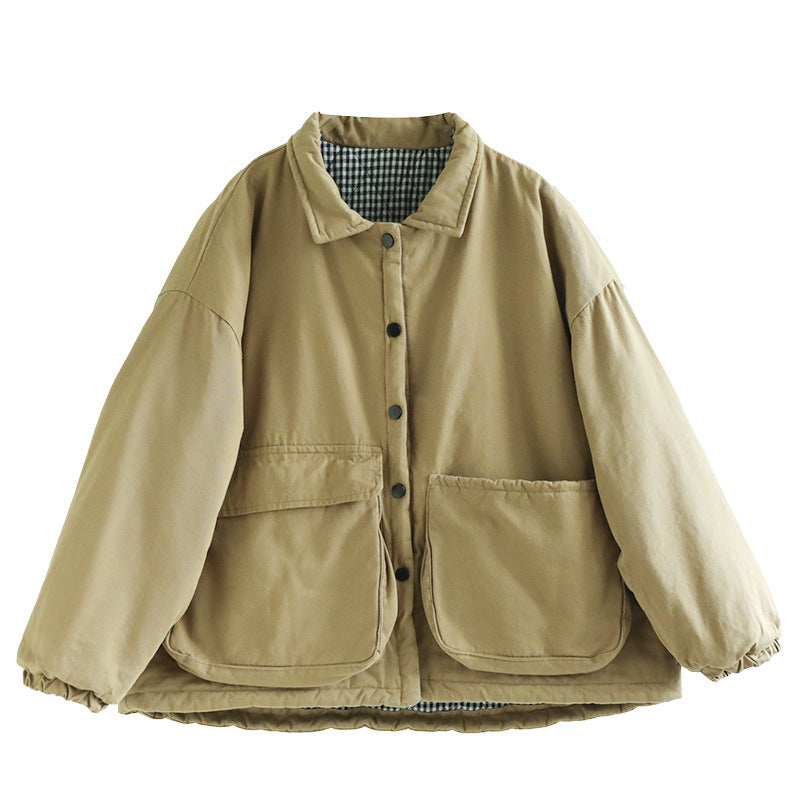 Women's Thickening Plus Size-pocket Loose And Warm Cotton-padded