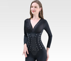 Women's Full Body Long Sleeve Trousers Caffeine Body Shaper