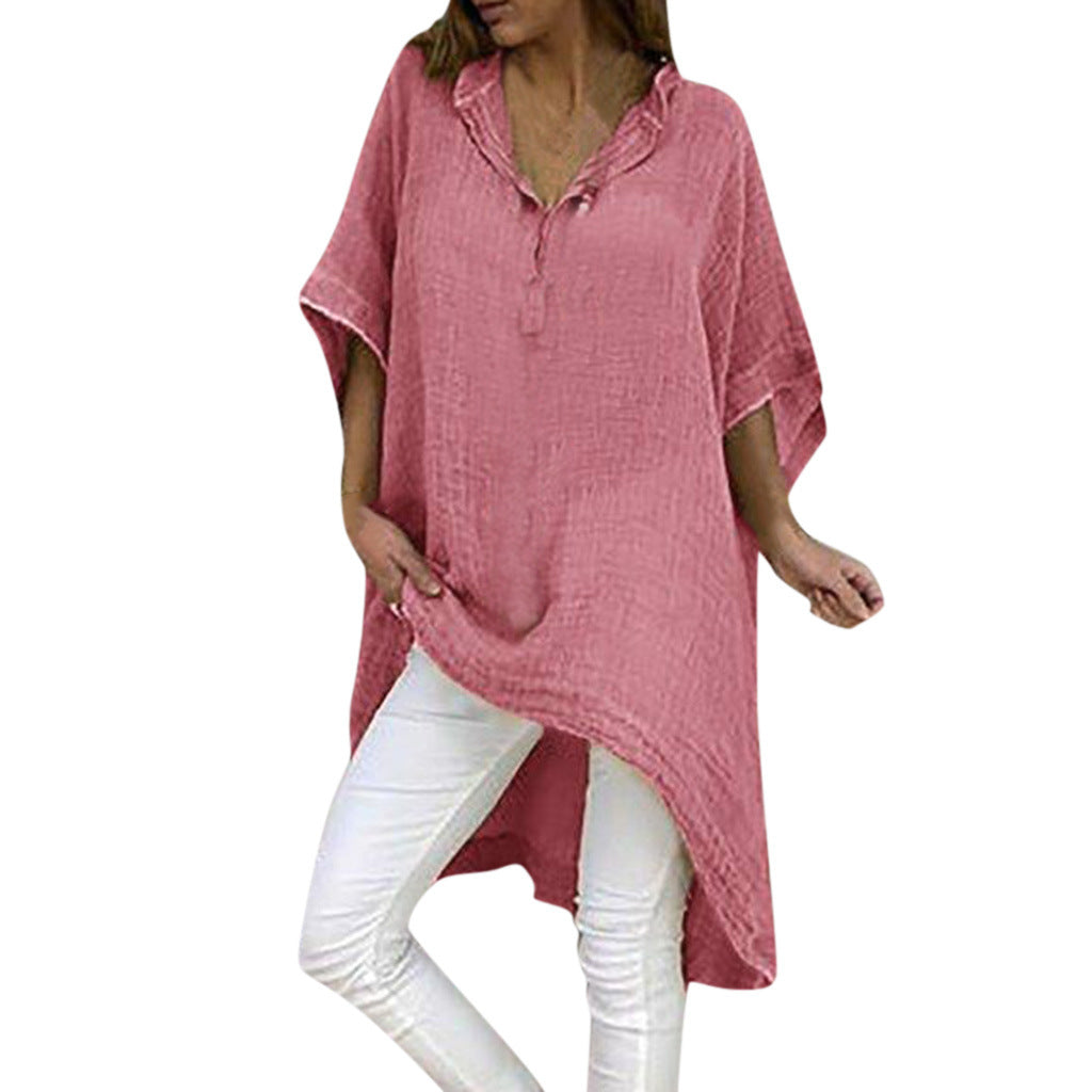 Long cotton and linen shirt