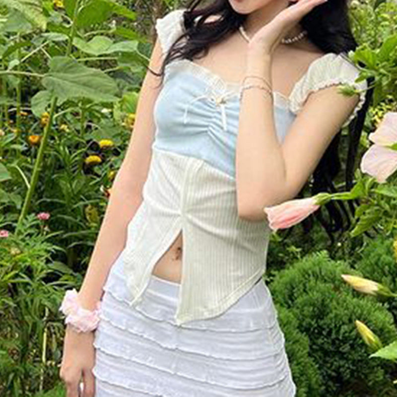 Sweet Spicy Girl Waist-tight Irregular T-shirt