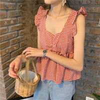 Plaid Top Design Sense Female Niche Doll Shirt Small Vest Shirt