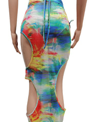 Three-piece Mesh Print Swimsuit Europe And The United States
