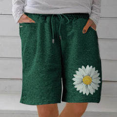 Women's Cotton And Linen Plus Size Elastic Casual Printed Shorts
