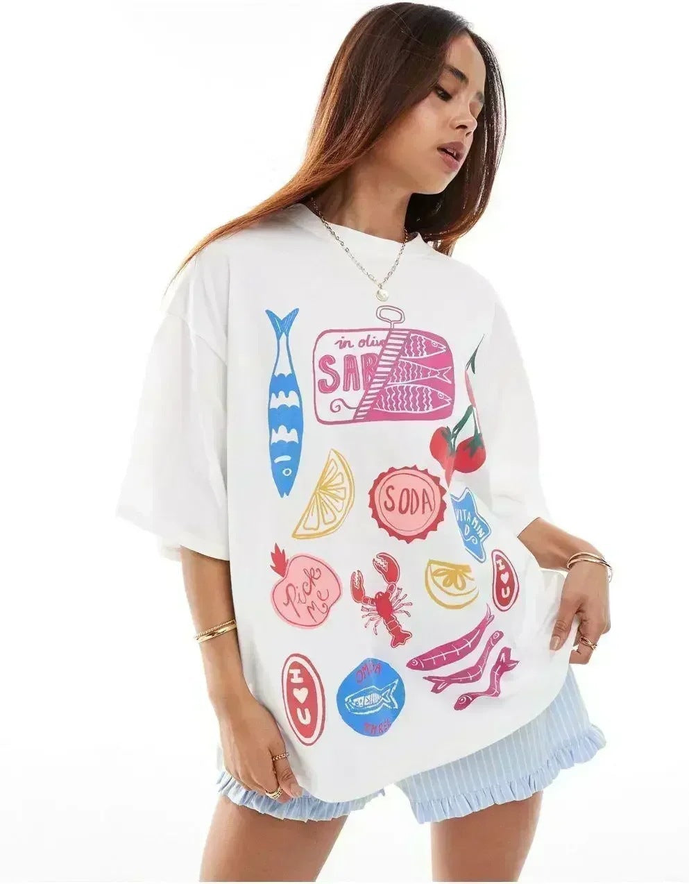 Women's Loose Printed Casual Short Sleeve