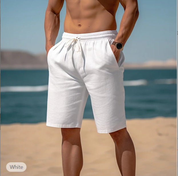 Summer Drawstring Shorts Elastic Waist Straight Pants