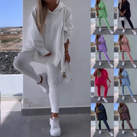 Women's Sports Casual Slit Hooded Sweatshirt Tights