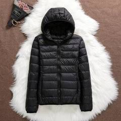 Lightweight Down Jacket Women's Hooded Short Slim-fit