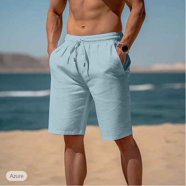 Summer Drawstring Shorts Elastic Waist Straight Pants