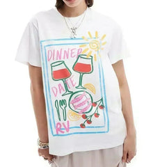 Women's Loose Printed Casual Short Sleeve