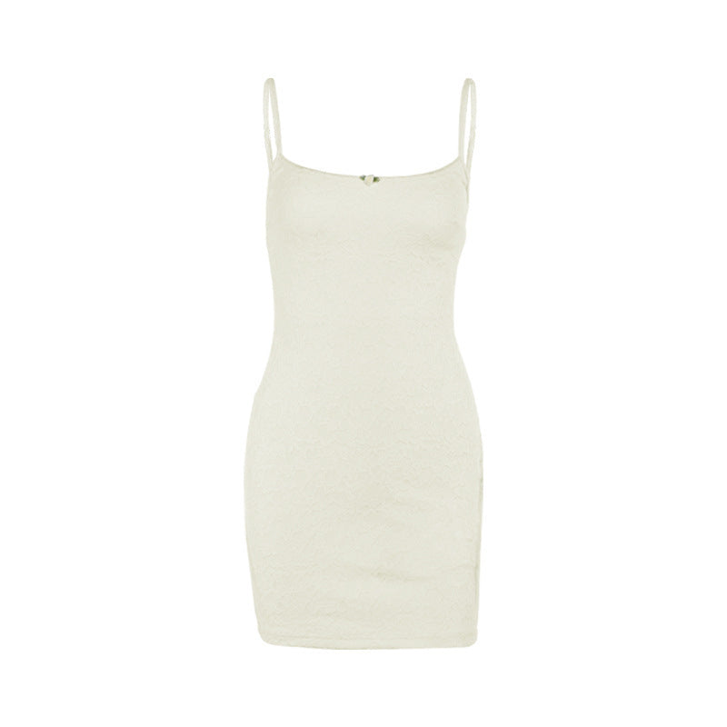 French Fashion Elegant Sexy Sling Lace Sheath Dress
