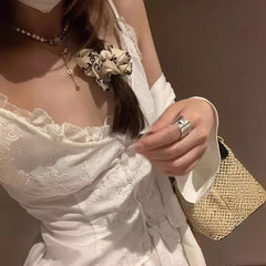 Lace Strap Stitching Solid Color Slim Single-breasted Versatile