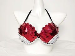 Mermaid Sequined Shell Bikini Top Bra
